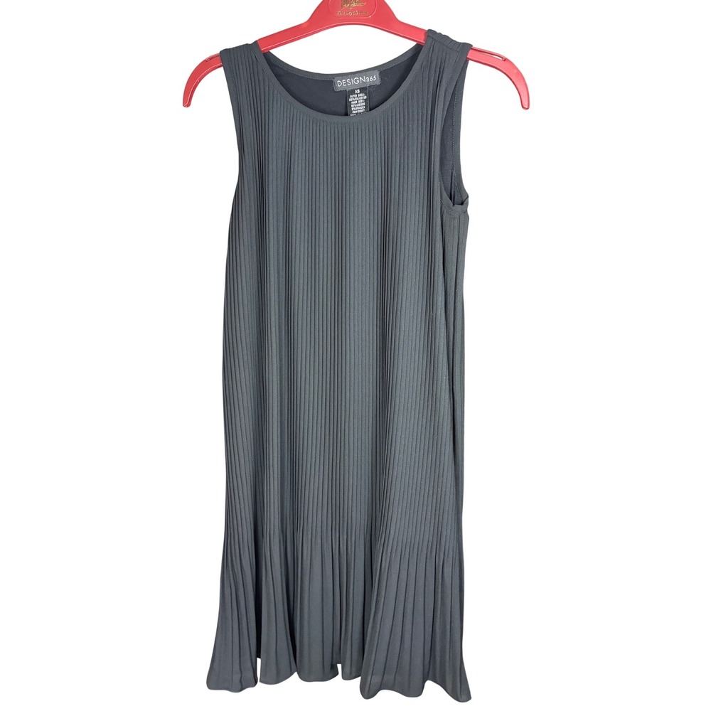 Design 365 Womens Black Micro Pleated Sleeveless Shift Dress XS Party Cocktail